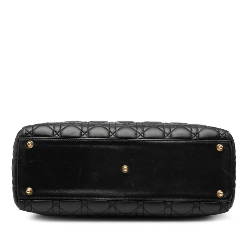 Dior Large Lambskin Cannage Lady Dior Black Leather Good condition - Inside View