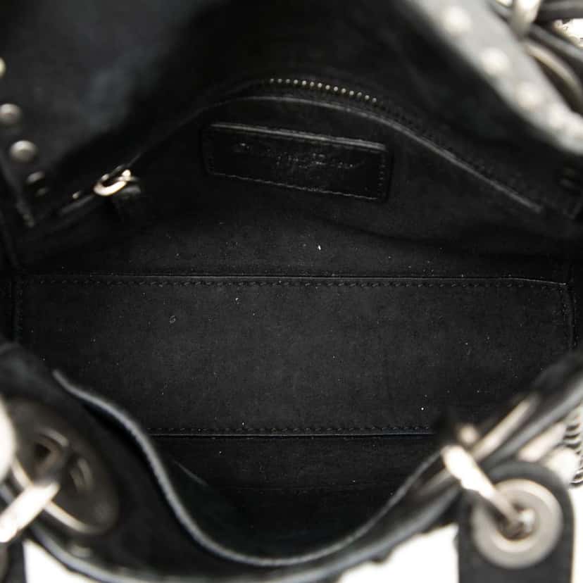 Dior Mini Calfskin Cannage Studded Flower Lady Dior Black Leather Very good condition - Model View