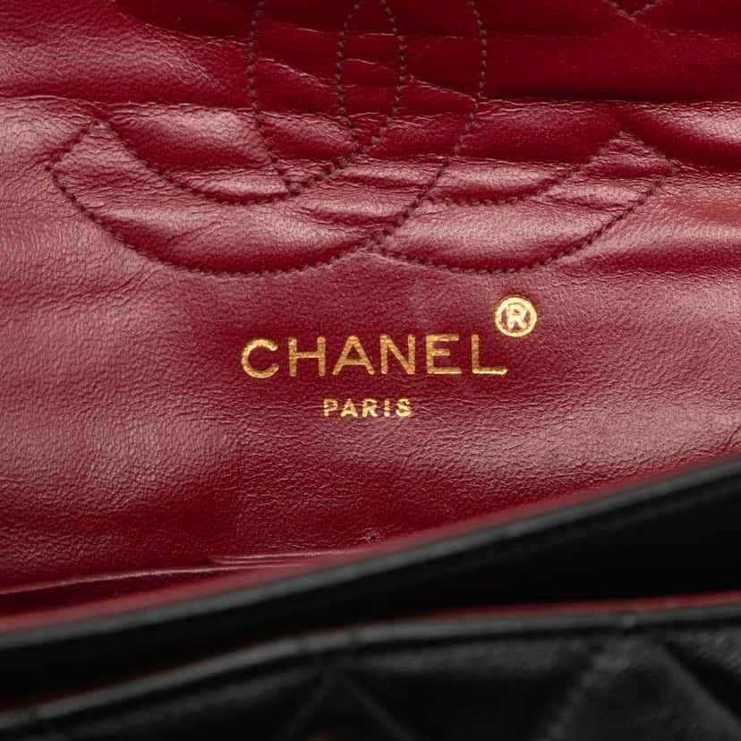 Chanel Small Classic Lambskin Double Flap Black Leather Good condition - Box View