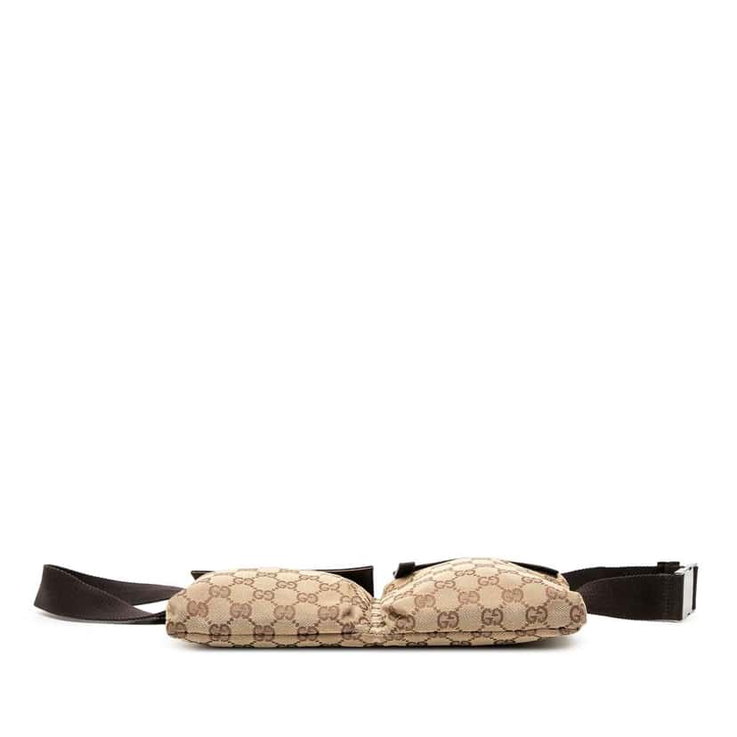 Gucci GG Canvas Double Pocket Belt Bag Brown Canvas Good condition - Inside View