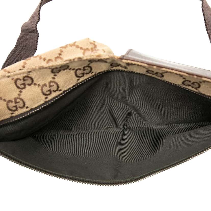 Gucci GG Canvas Double Pocket Belt Bag Brown Canvas Good condition - Model View