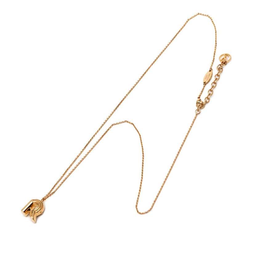 Louis Vuitton Gold Plated LV and Me Letter R Pendant Necklace Gold Metal Good condition - Front View