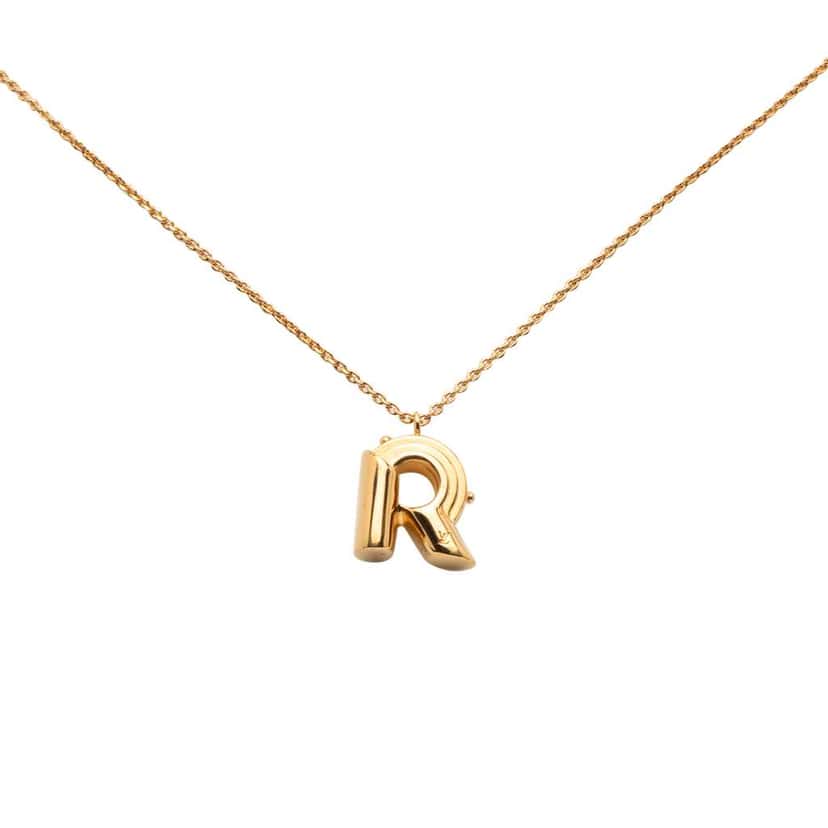 Louis Vuitton Gold Plated LV and Me Letter R Pendant Necklace Gold Metal Good condition - Back View