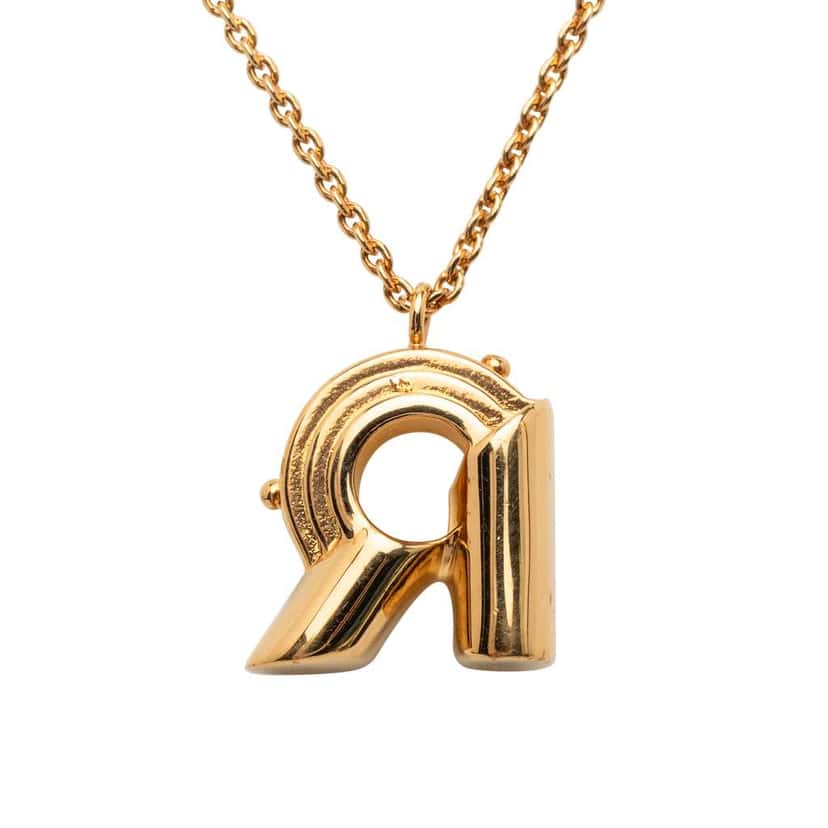 Louis Vuitton Gold Plated LV and Me Letter R Pendant Necklace Gold Metal Good condition - Inside View