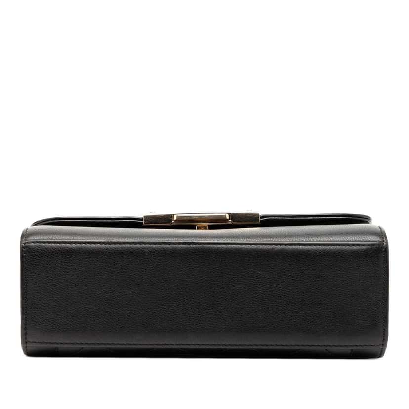 Chanel Small Quilted Grained Calfskin Label Click Flap Black Leather Very good condition - Inside View
