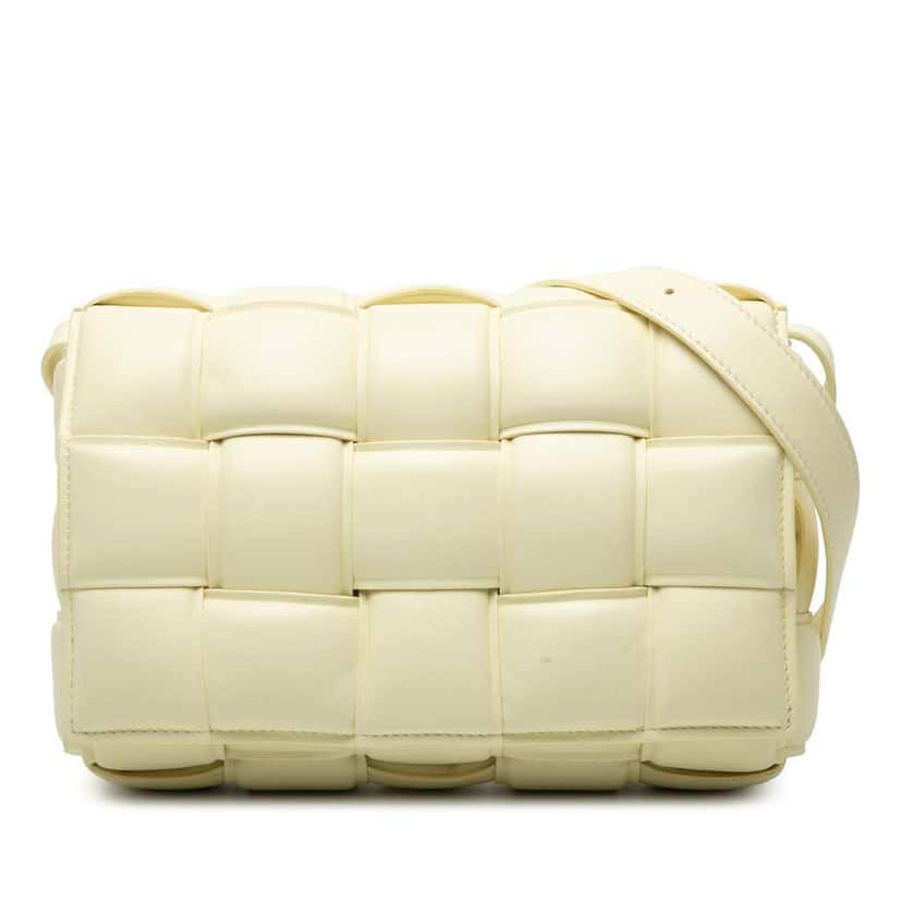 Bottega Veneta Nappa Intrecciato Padded Cassette Crossbody Yellow Leather Very good condition - Front View