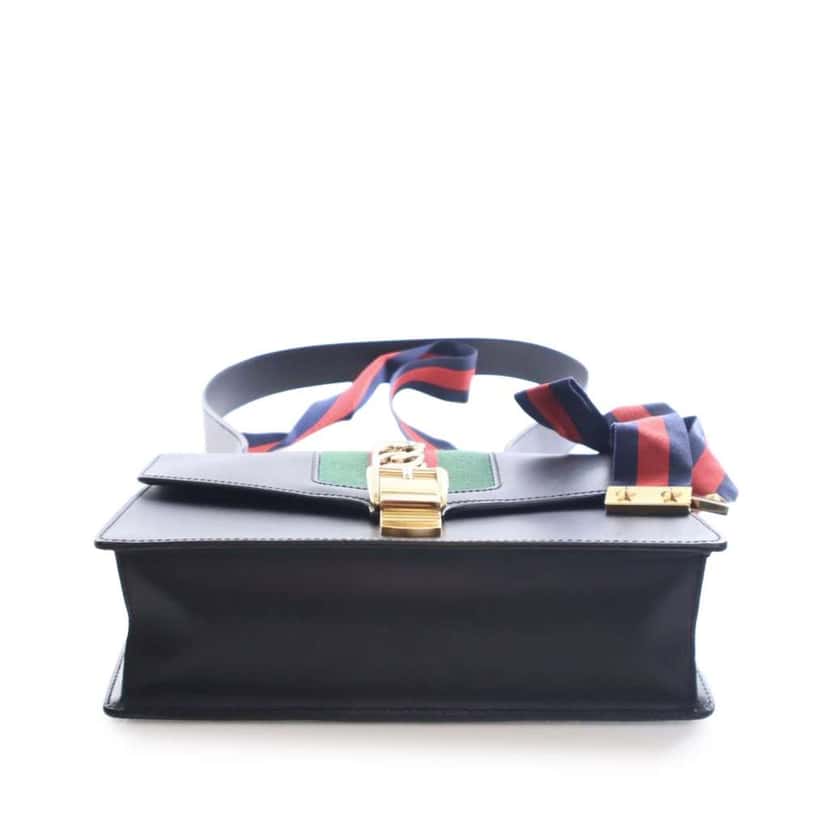 Gucci Small Leather Sylvie Web Satchel Black Leather Good condition - Box View