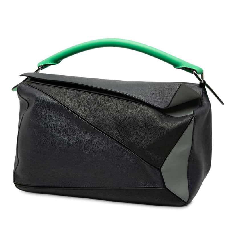 Loewe Large Multicolor Calfskin Puzzle Satchel Black Leather Good condition - Back View