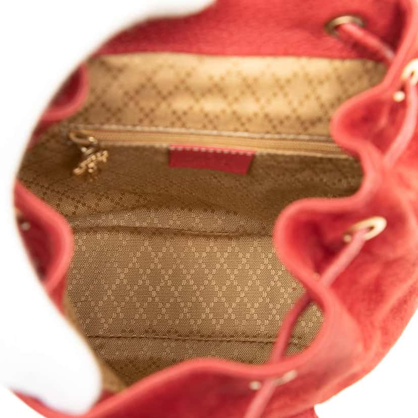 Gucci Suede Bamboo Backpack Red Leather Very good condition - Model View