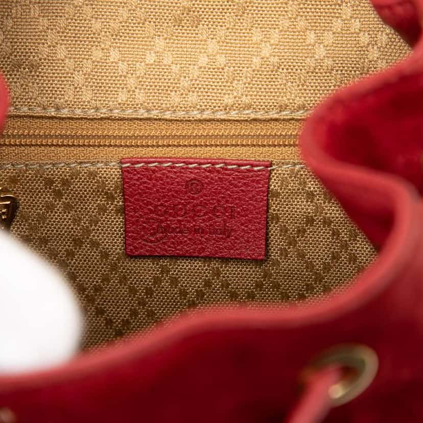 Gucci Suede Bamboo Backpack Red Leather Very good condition - Box View