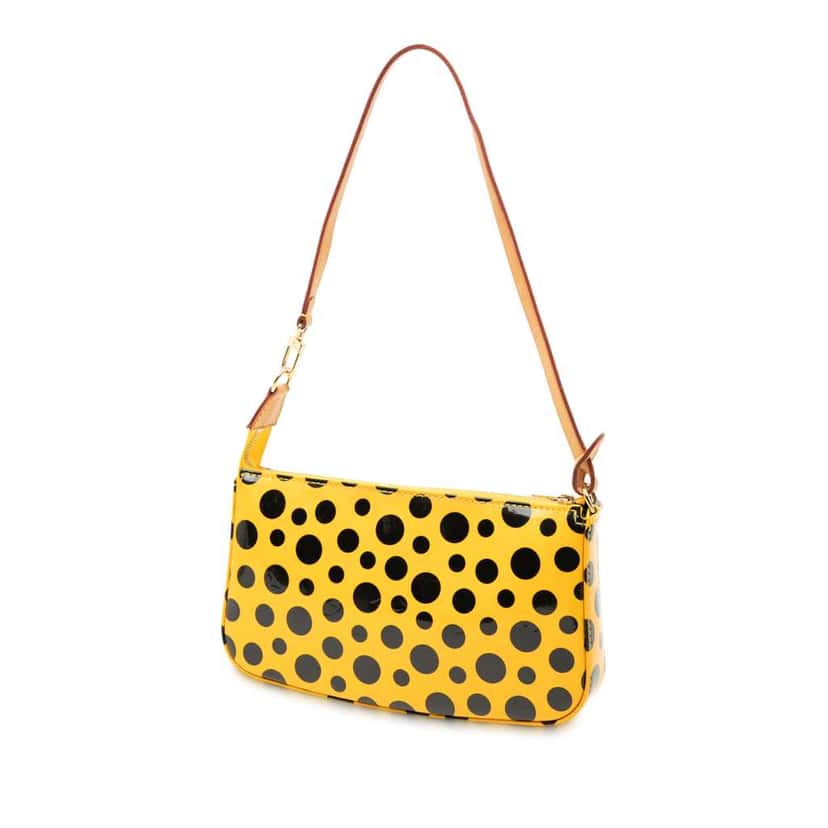 Louis Vuitton Yayoi Kusama Monogram Vernis Dots Infinity Pochette Accessoires Yellow Leather Good condition - Back View