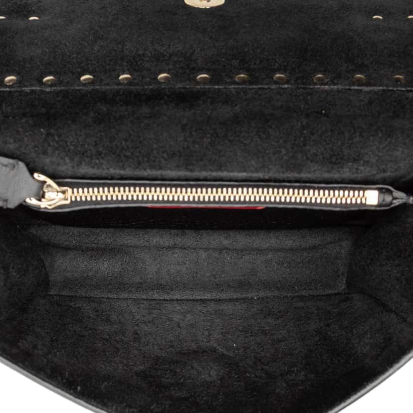 Valentino Small Grained Calfskin Rockstud Crossbody Black Leather Good condition - Model View