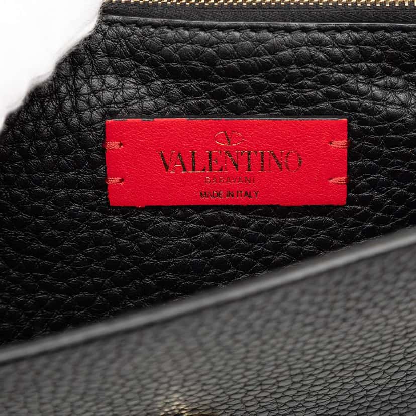 Valentino Small Grained Calfskin Rockstud Crossbody Black Leather Good condition - Box View