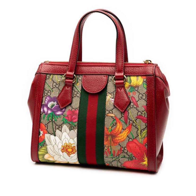 Gucci GG Flora Ophidia Satchel Brown Canvas Good condition - Back View
