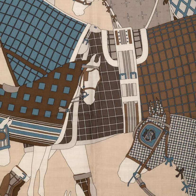 Hermès Pour Sortir Cashmere Silk Scarf Brown Wool Good condition - Model View