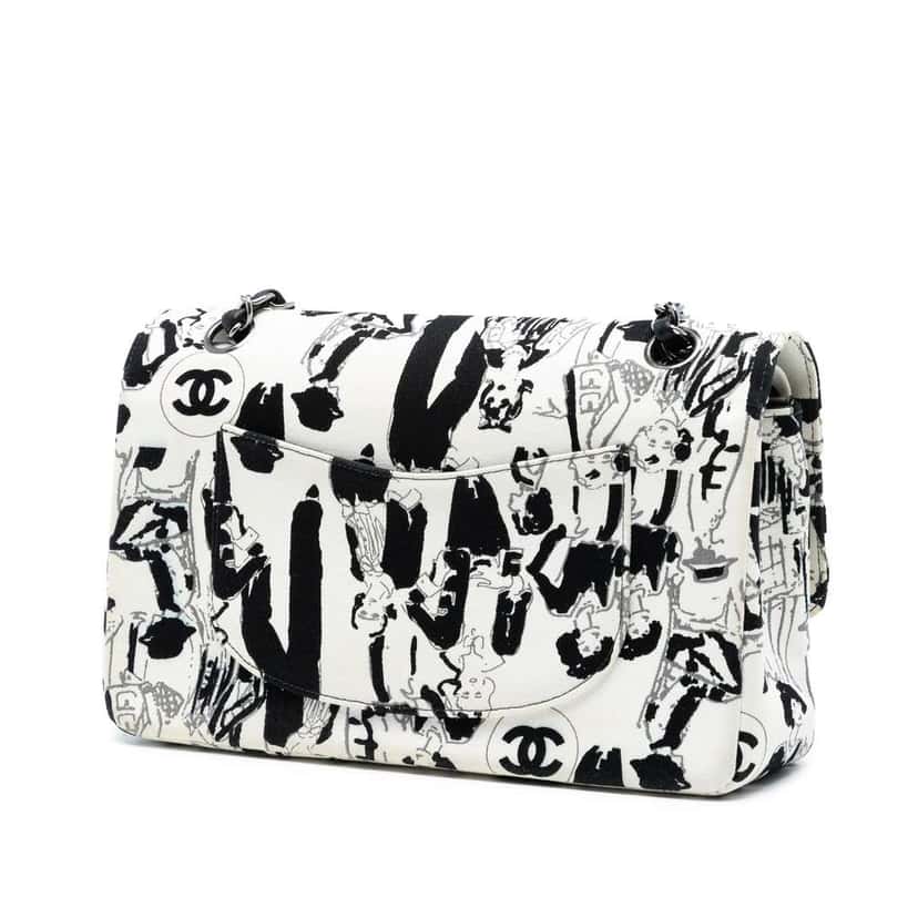 Chanel Medium Classic Canvas Coco Mademoiselle Double Flap White Canvas Good condition - Back View