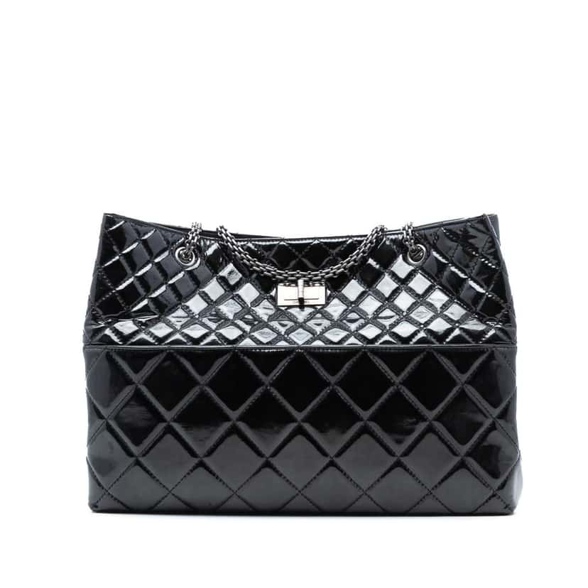 Chanel Quilted Patent Reissue 2.55 Tote Black Leather Good condition - Front View