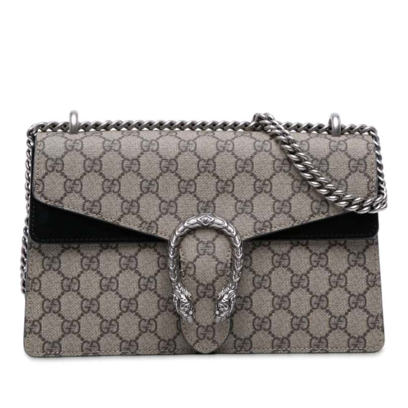 Gucci Small GG Supreme Dionysus Shoulder Bag Brown Canvas Good condition - Front View