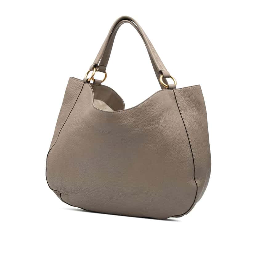 Gucci Medium Pebbled Calfskin Twill Tote Brown Leather Good condition - Back View
