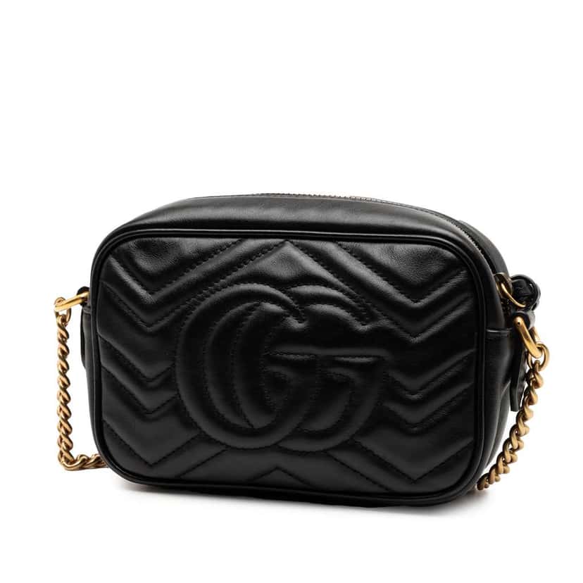 Gucci Mini GG Marmont Matelasse Leather Crossbody Black Leather Good condition - Back View