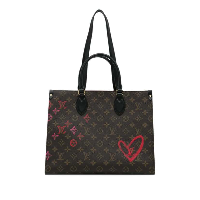 Louis Vuitton Limited Edition Monogram Fall In Love OntheGo Tote MM Brown Canvas Very good condition - Inside View
