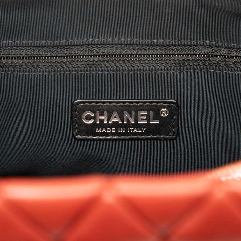 Chanel Small Quilted Iridescent Calfskin New Bubble Tote Orange Leather Good condition - Box View