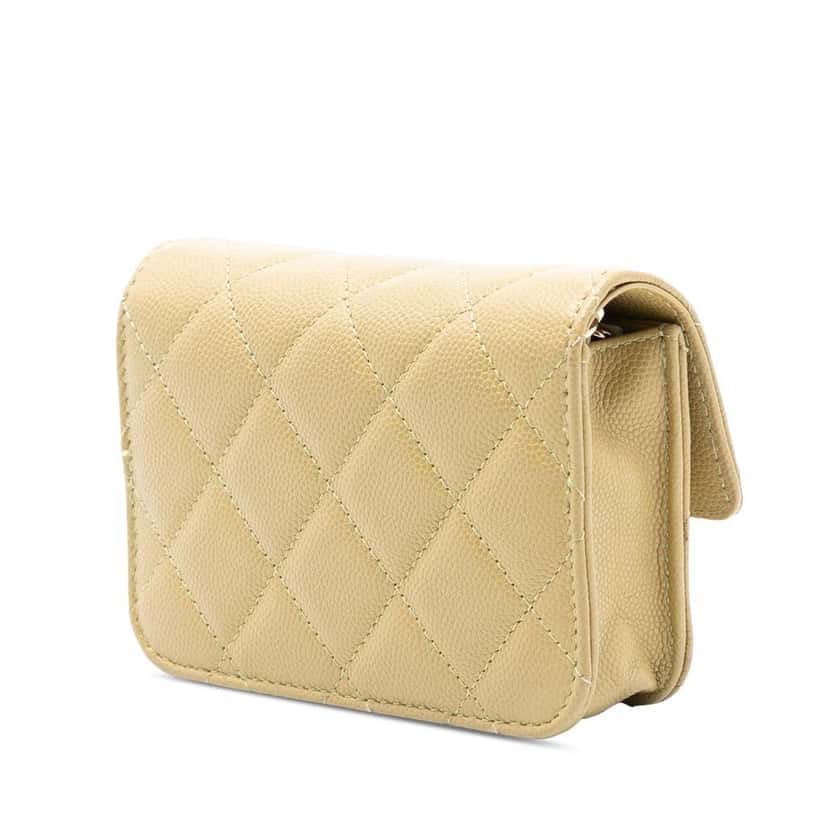Chanel Classic Caviar Chain Belt Bag Green Leather Good condition - Back View