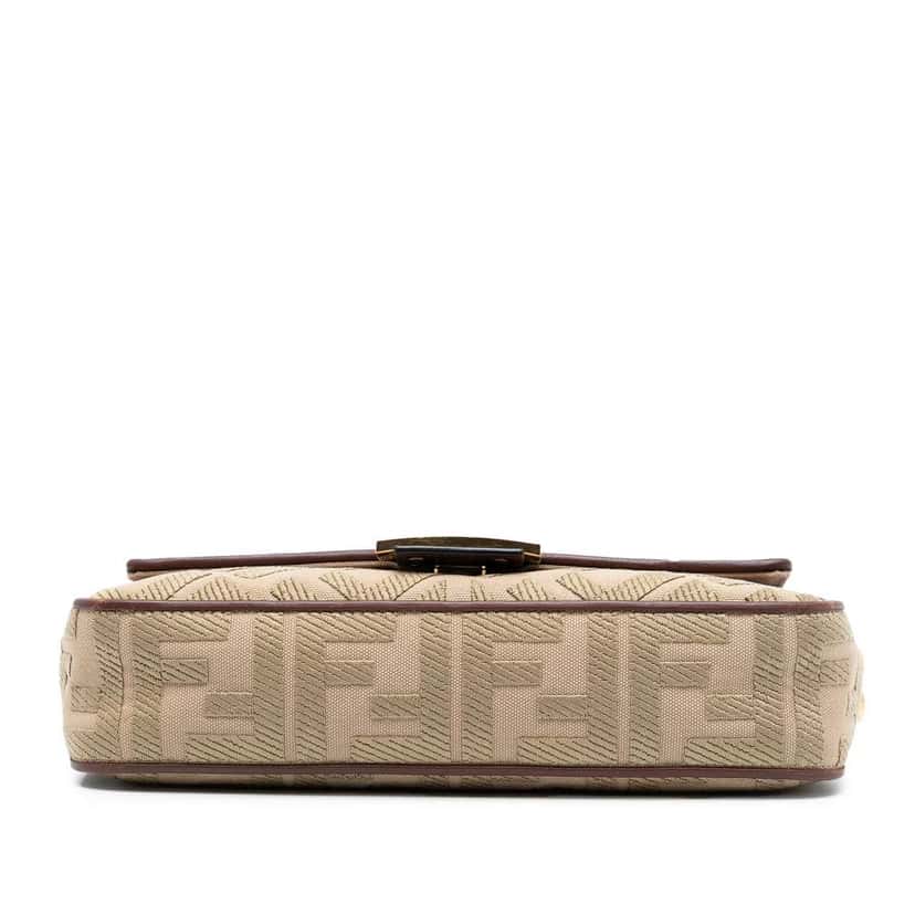 Fendi Zucca Embroidered Canvas Baguette Satchel Brown Canvas Good condition - Inside View