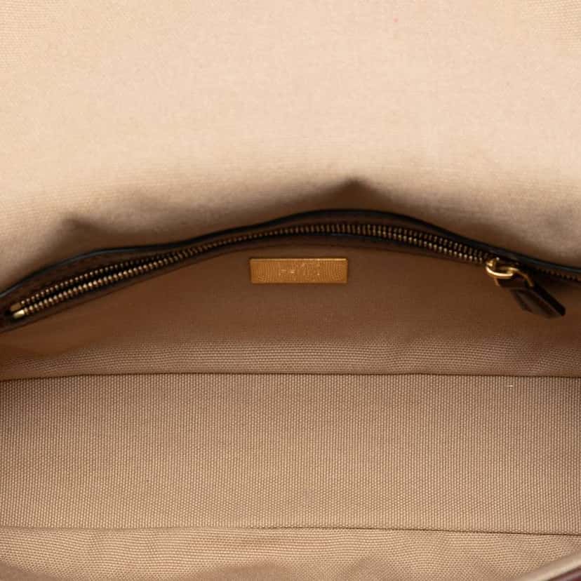 Fendi Zucca Embroidered Canvas Baguette Satchel Brown Canvas Good condition - Model View