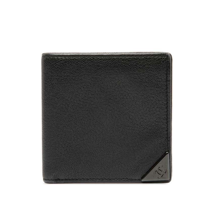 Chanel CC Caviar Bifold Wallet Black Leather Good condition - Front View