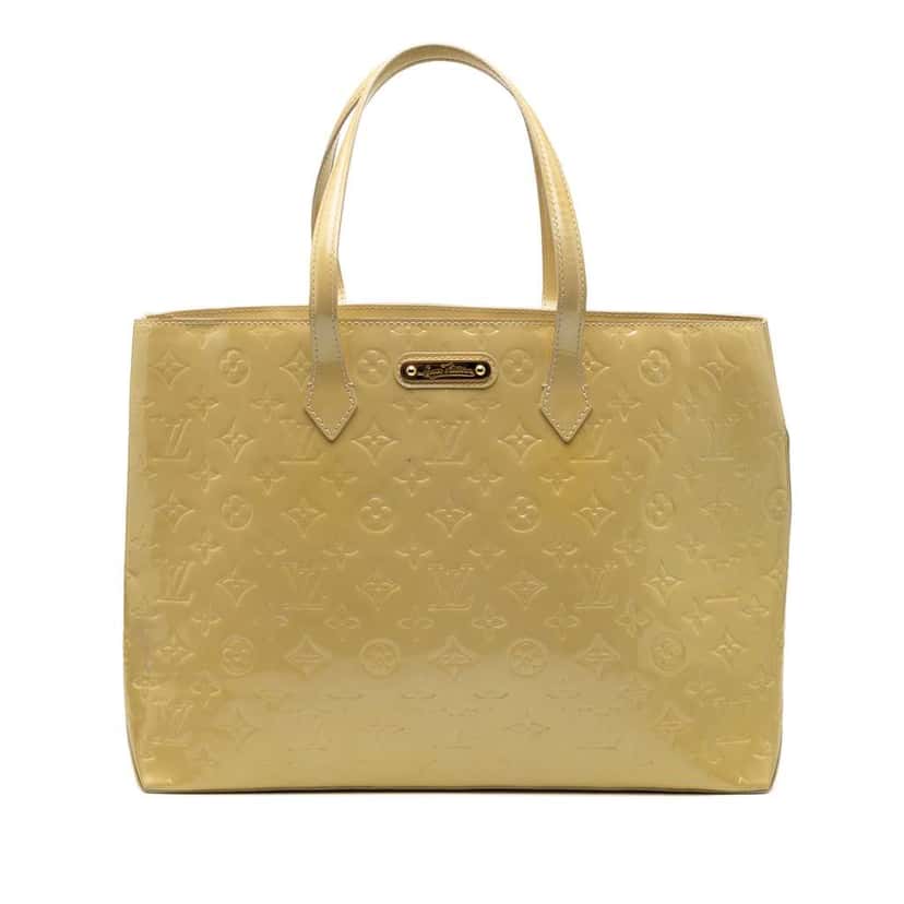 Louis Vuitton Monogram Vernis Wilshire MM Yellow Leather Good condition - Front View