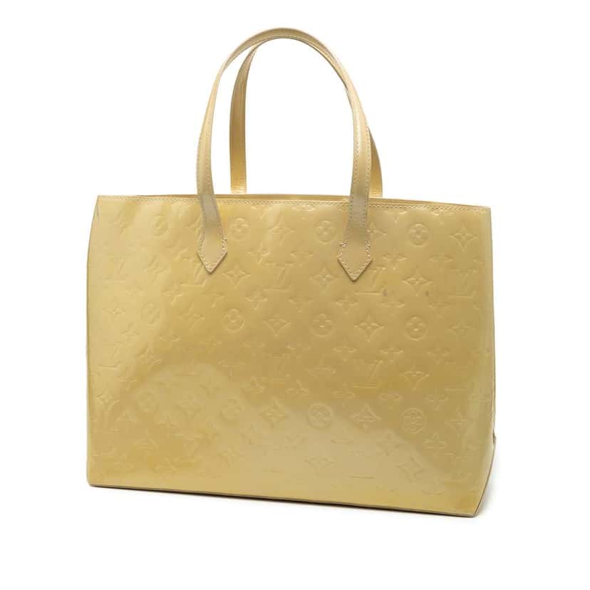 Louis Vuitton Monogram Vernis Wilshire MM Yellow Leather Good condition - Back View