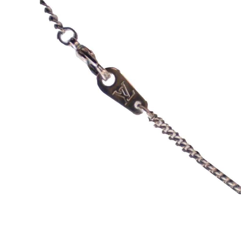 Louis Vuitton Silver Plated Monogram Eclipse Charms Necklace Silver Metal Good condition - Model View