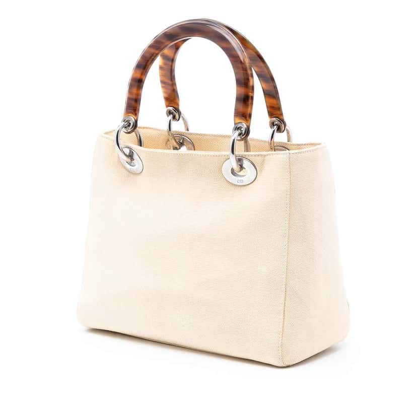 Dior Medium Canvas Lady Dior White Canvas Good condition - Back View