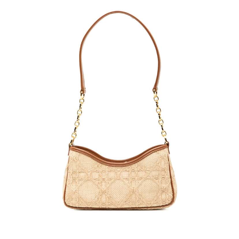 Dior Mini Raffia Macrocannage 30 Montaigne Avenue Hobo Brown Good condition - Front View