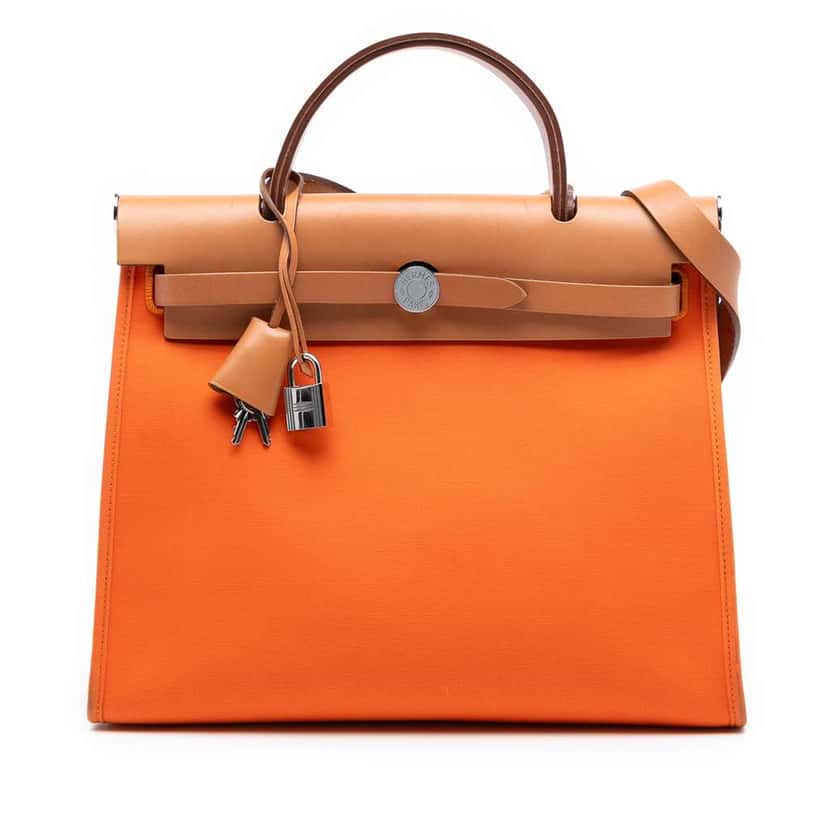 Hermès Toile Herbag Zip 31 Orange Canvas Good condition - Front View