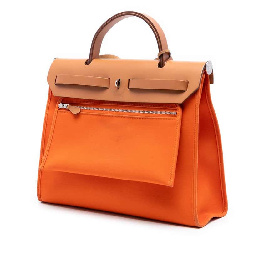 Hermès Toile Herbag Zip 31 Orange Canvas Good condition - Back View