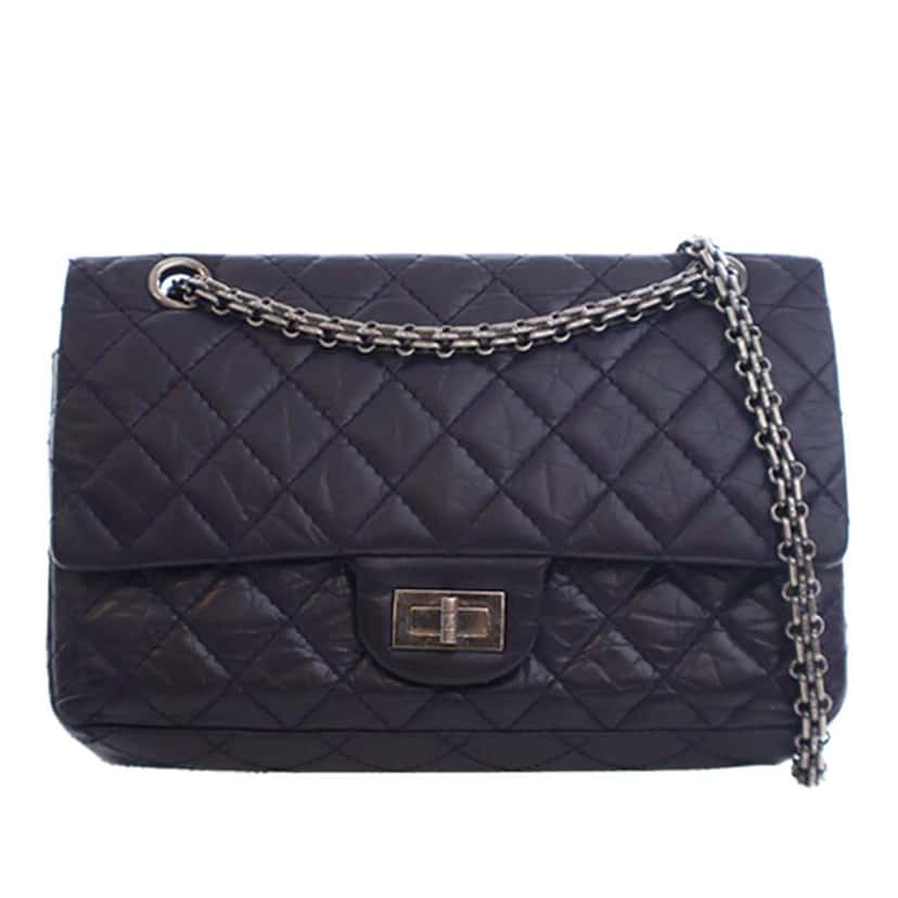 Chanel Quilted Aged Calfskin Reissue 2.55 Double Flap 225 Purple Leather Good condition - Front View