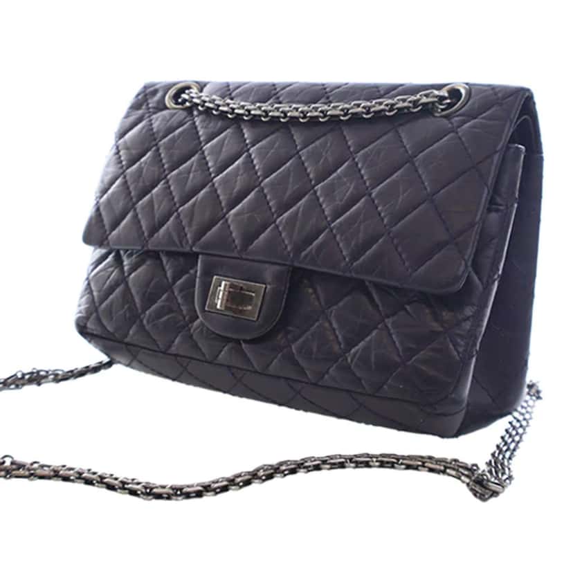 Chanel Quilted Aged Calfskin Reissue 2.55 Double Flap 225 Purple Leather Good condition - Back View