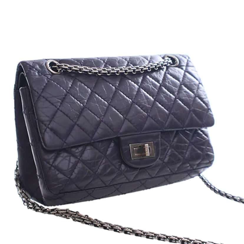 Chanel Quilted Aged Calfskin Reissue 2.55 Double Flap 225 Purple Leather Good condition - Inside View