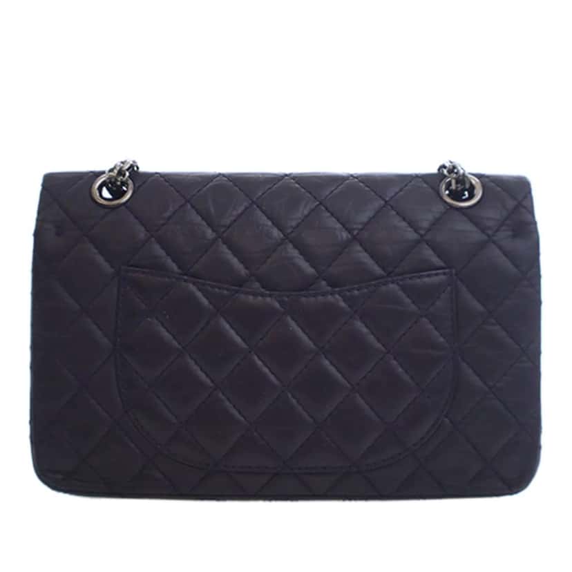 Chanel Quilted Aged Calfskin Reissue 2.55 Double Flap 225 Purple Leather Good condition - Model View