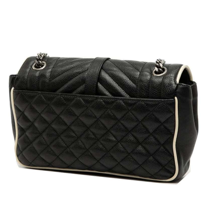 Saint Laurent Medium Calfskin Triquilt Monogram College Bag Black Leather Good condition - Back View