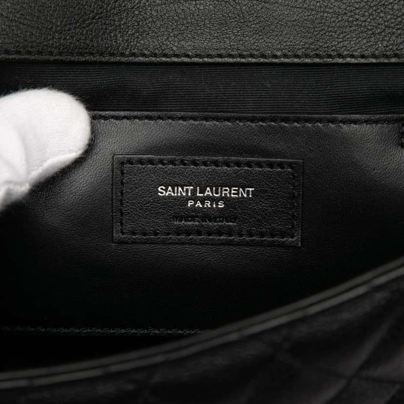Saint Laurent Medium Calfskin Triquilt Monogram College Bag Black Leather Good condition - Box View