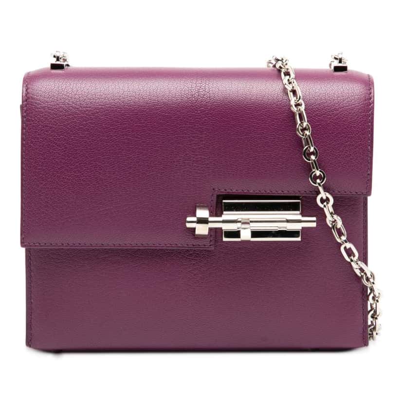 Hermès Mini Chevre Mysore Verrou Chaine Purple Leather Good condition - Front View