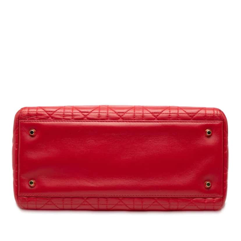 Dior Medium Lambskin Cannage Lady Dior Red Leather Very good condition - Inside View