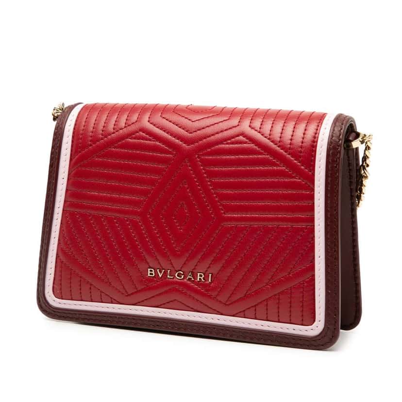 Bvlgari Mini Quilted Calfskin Diamond Blast Serpenti Forever Crossbody Red Leather Good condition - Back View