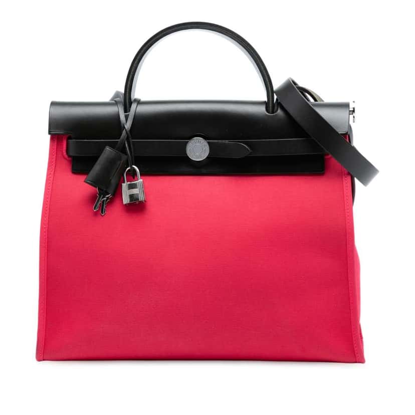 Hermès Toile Herbag Zip 31 Pink Canvas Good condition - Front View