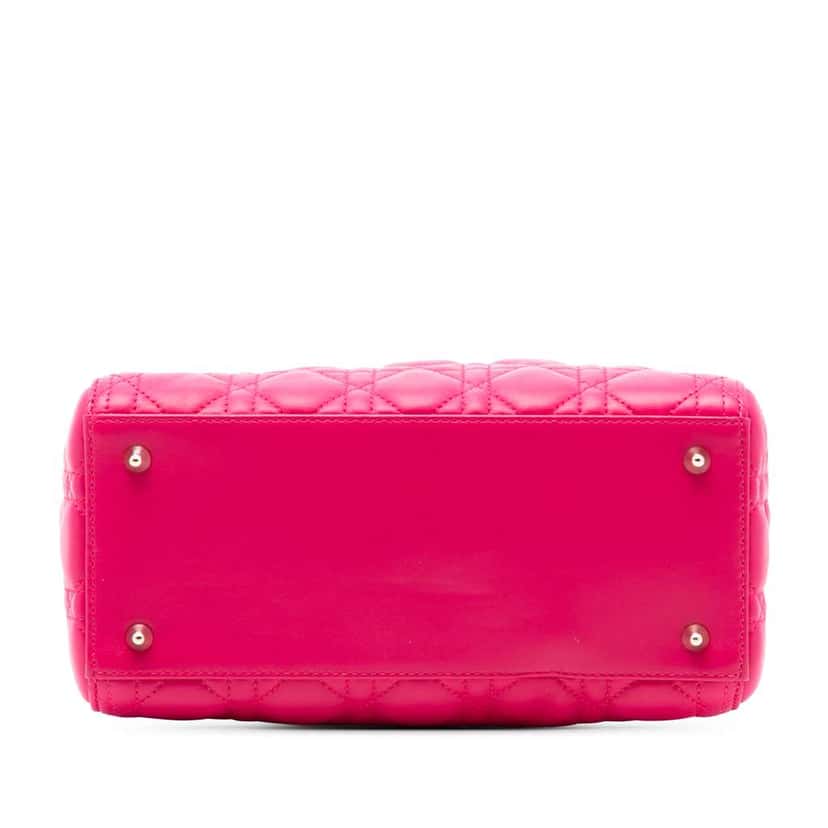 Dior Medium Lambskin Cannage Lady Dior Pink Leather Good condition - Inside View