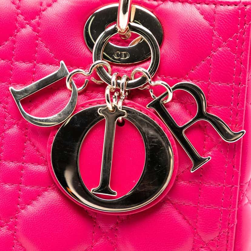 Dior Medium Lambskin Cannage Lady Dior Pink Leather Good condition - Box View