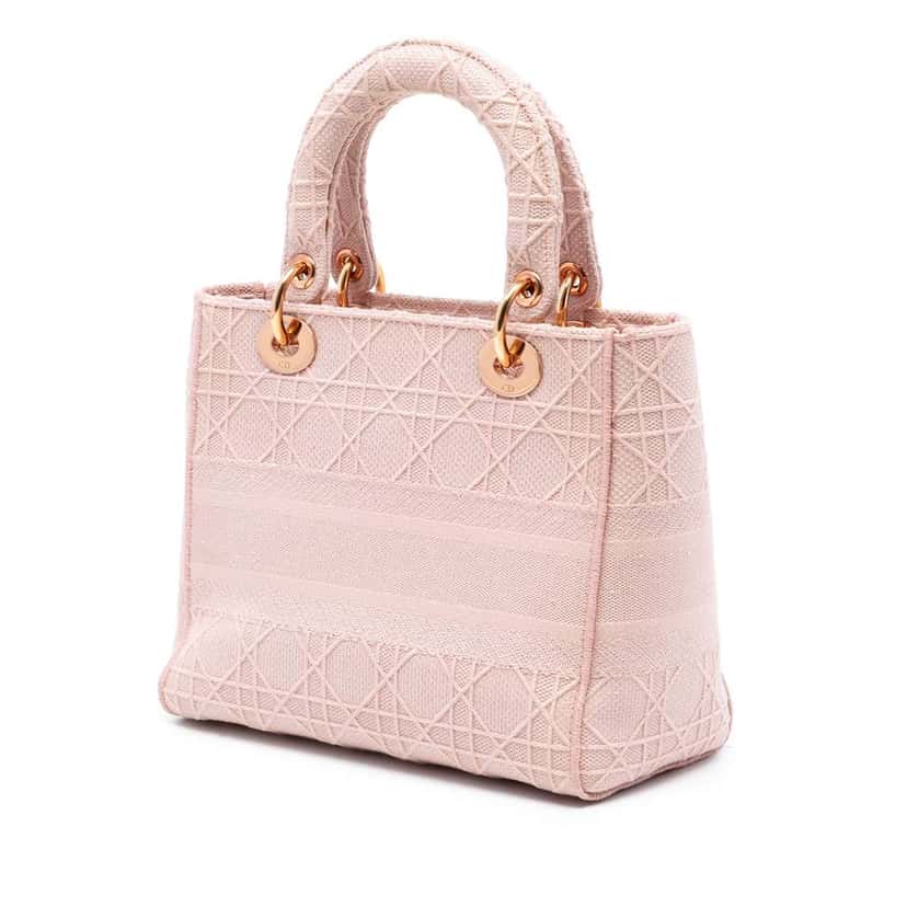Dior Medium Canvas Cannage Lady D Lite Pink Canvas Good condition - Back View